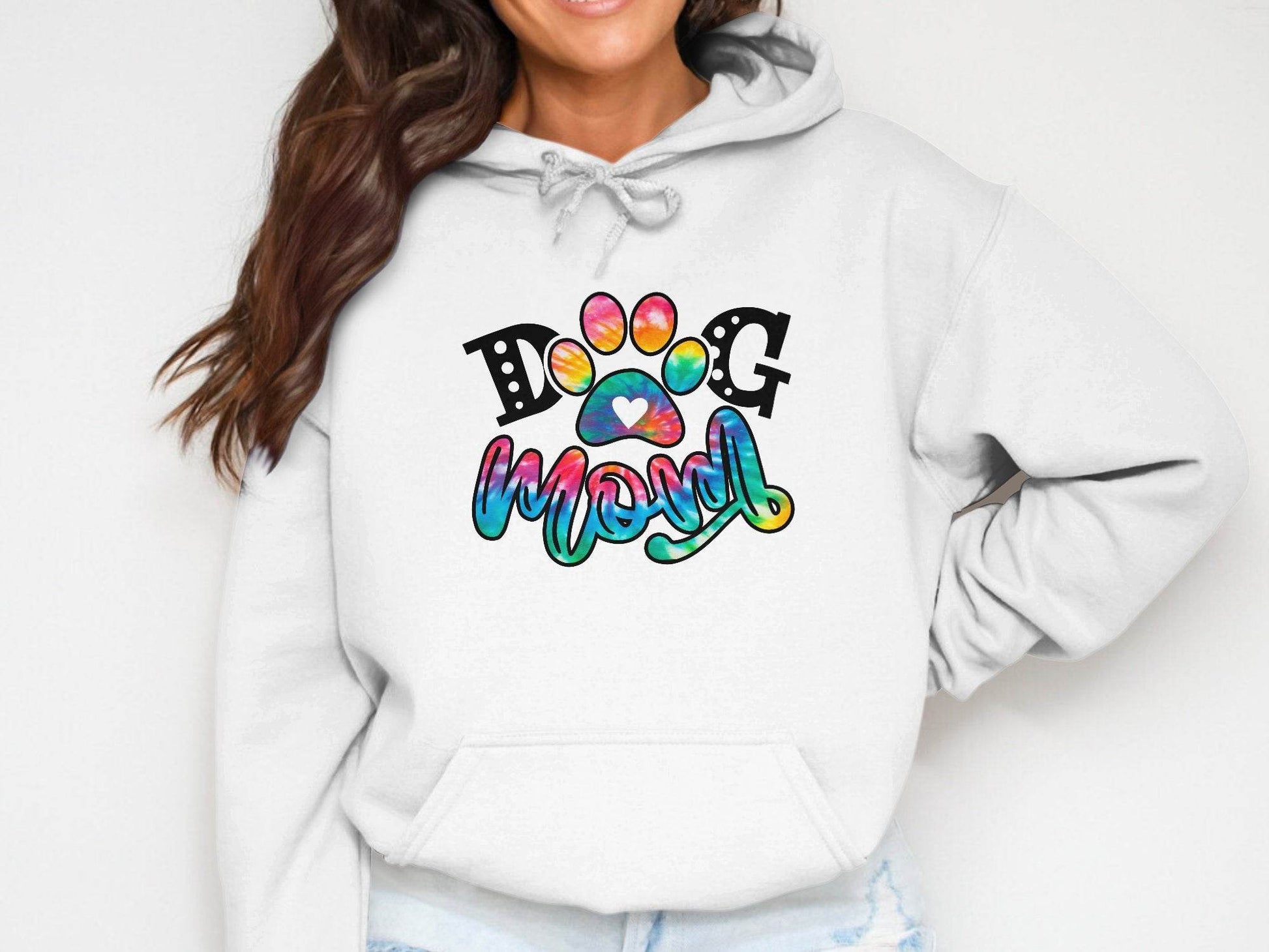 Dog Mom Paw Print Tie Dye Style Cute Graphic Design Hoodie - Design & Vybe