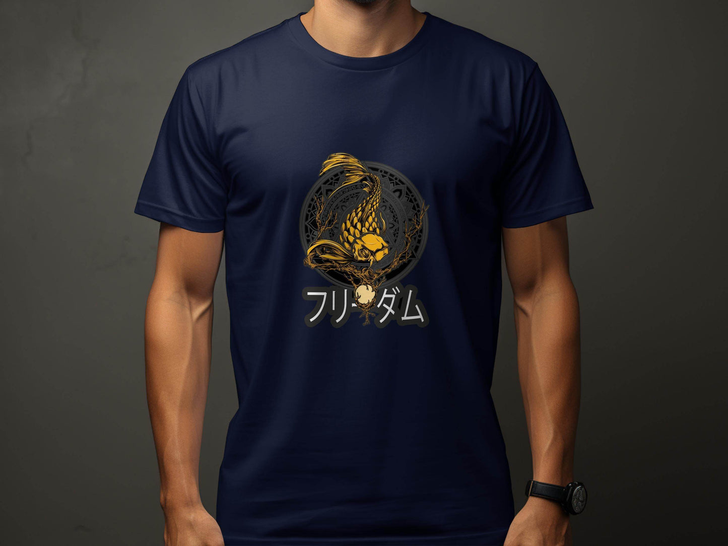 Golden Koi Fish Mandala Japanese Freedom Graphic T-Shirt - Design & Vybe