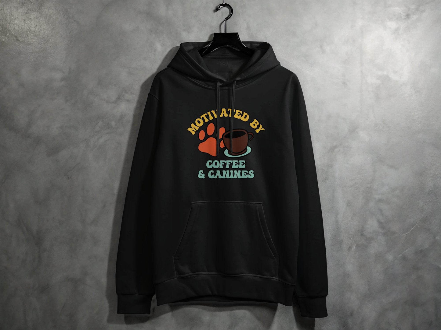 Motivated By Coffee Canines Graphic Art Novelty Hoodie - Design & Vybe