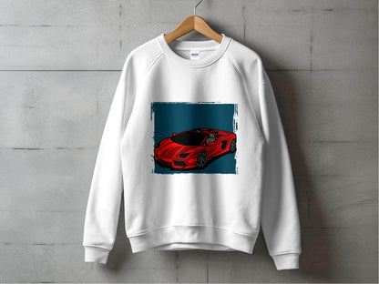 Bold Red Supercar Print Graphic Sweater - Design & Vybe