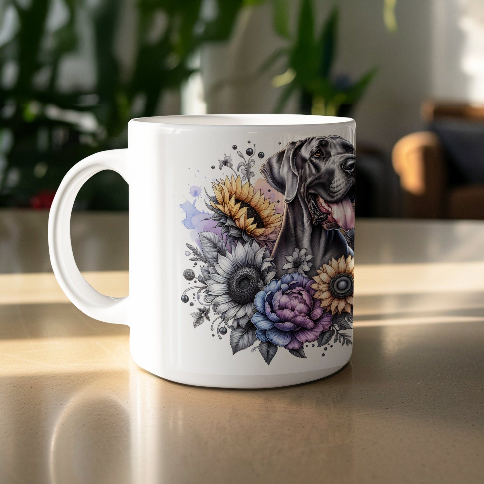 Great Dane Surrounded By Flowers Design Mug product
