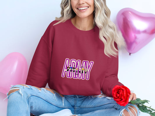Trendy Red ARMY Graphic Cozy Sweater product type