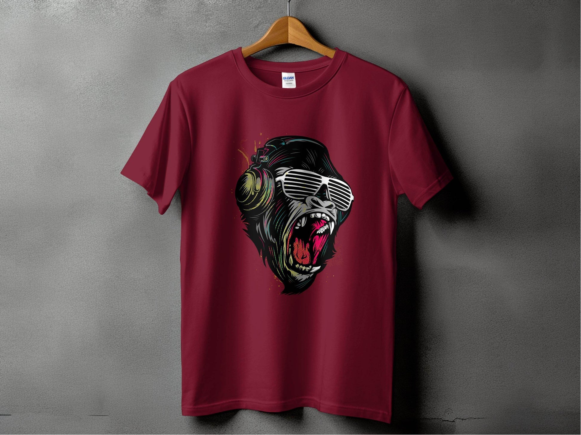 Funky Gorilla with Shades and Headphones T-Shirt - Design & Vybe