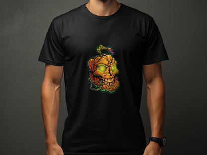 Glowing Eye Spooky Scary Pumpkin Skull Halloween T-Shirt - Design & Vybe