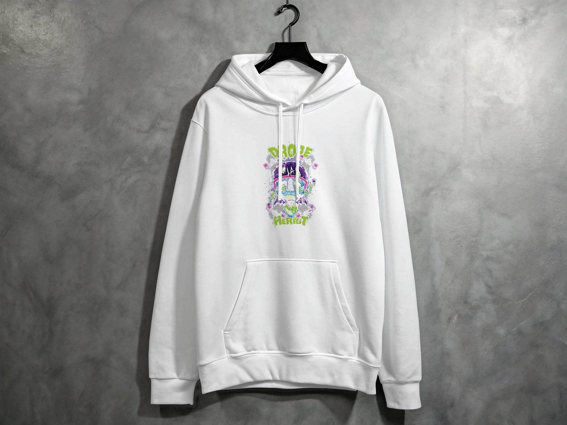 Drop Herout with Helmet and Skull Graphic Print Hoodie - Design & Vybe