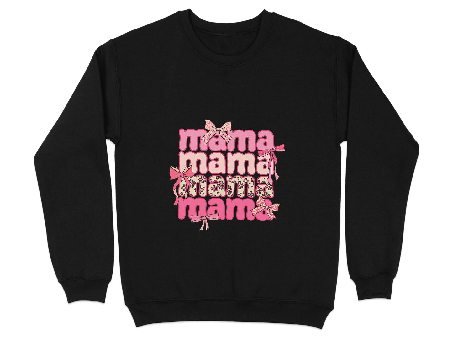Mama Repeated With Bows Pink Themed Artwork Sweater - Design & Vybe