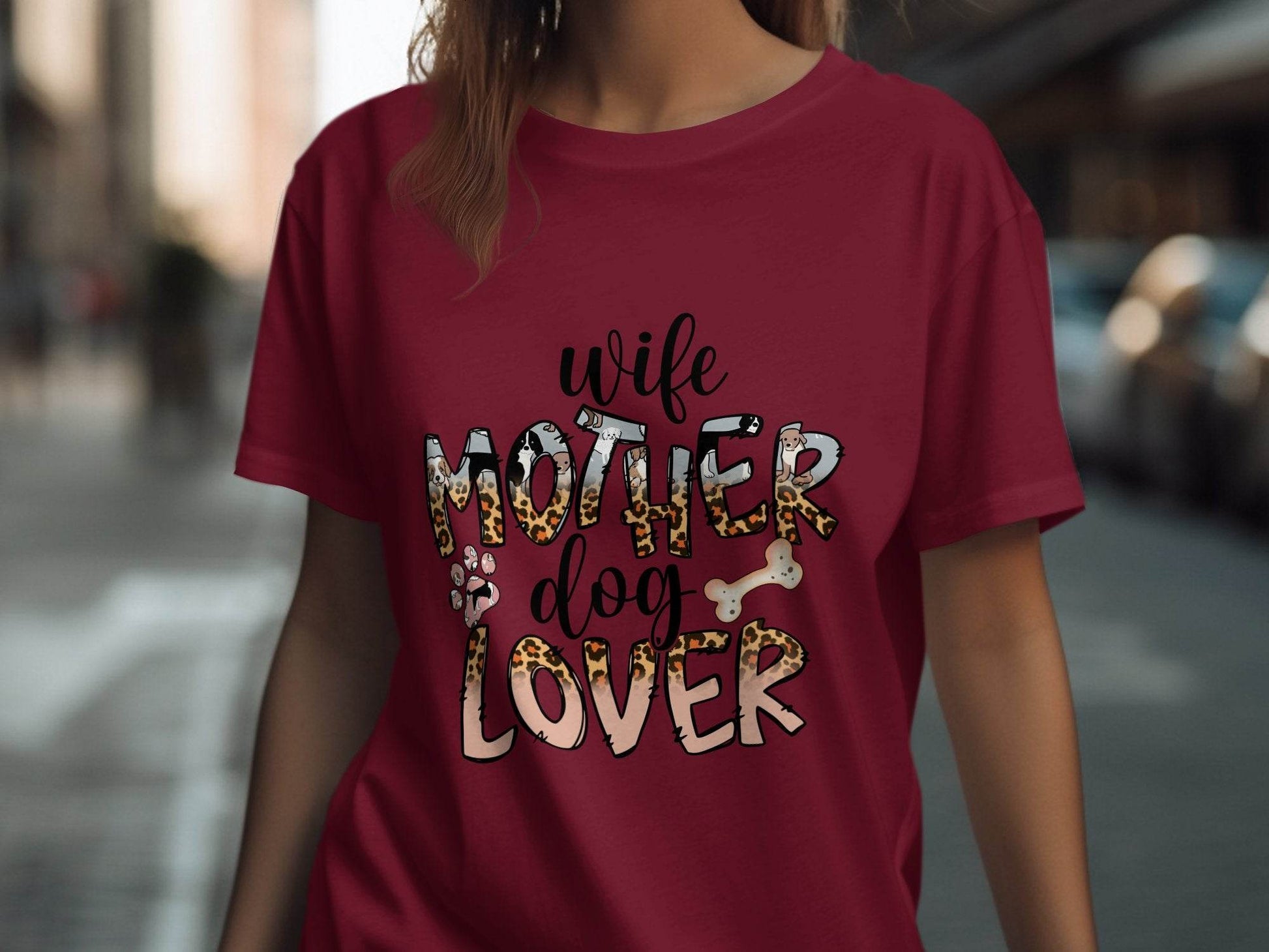Wife Mother Dog Lover Animal Print Bone Graphic T-Shirt - Design & Vybe