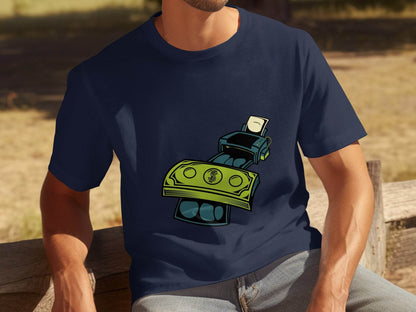 Eye-Catching Cash Printing Money Graphic T-Shirt - Design & Vybe