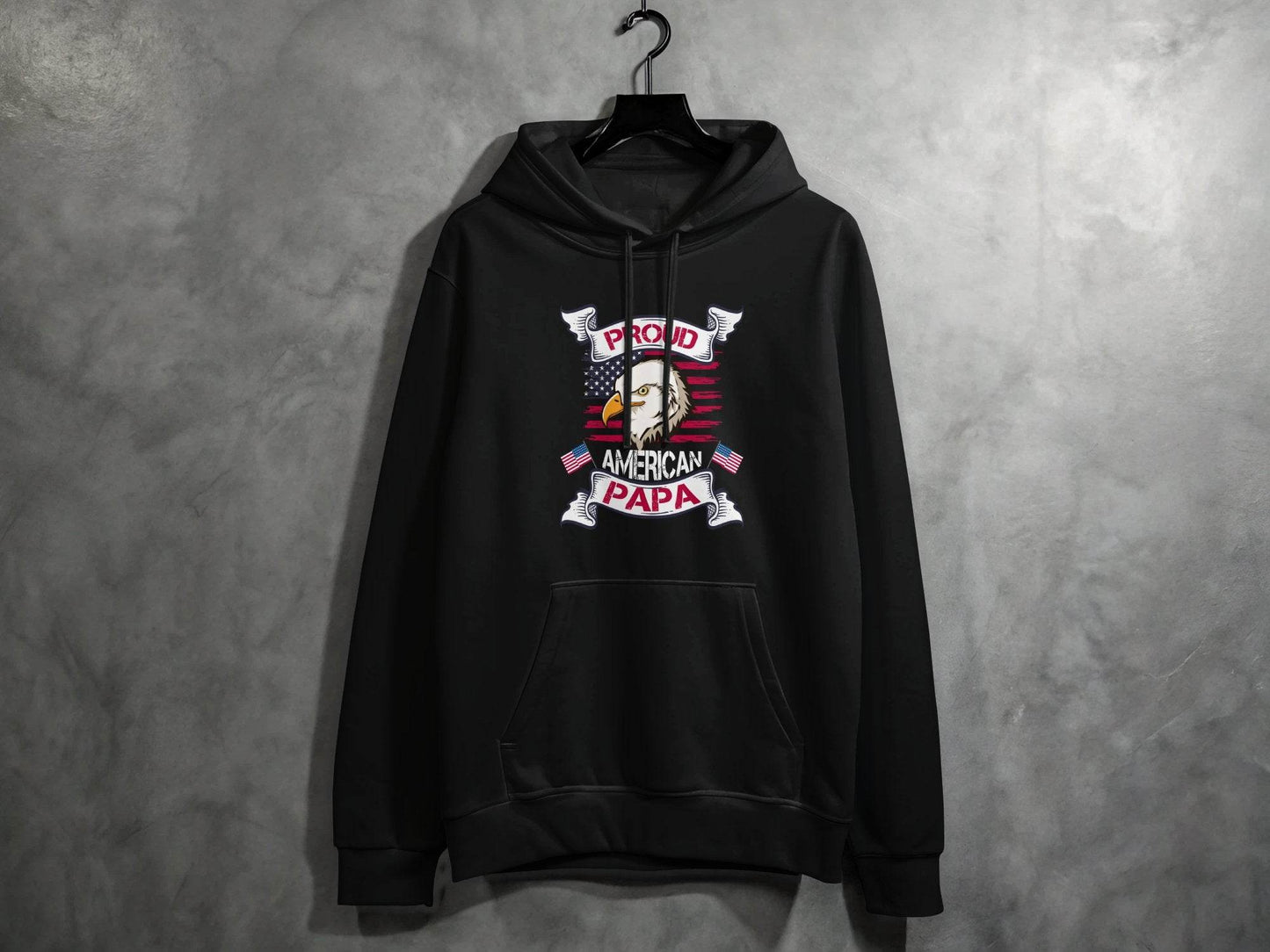 Proud American Papa USA Flag Bald Eagle Hoodie - Design & Vybe