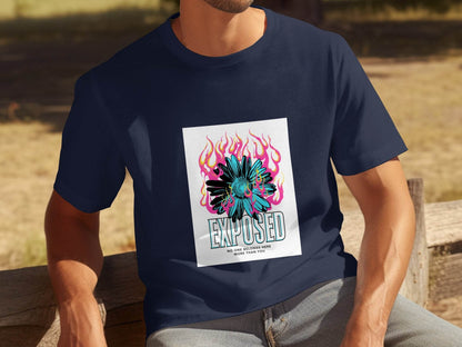 Exposed Flower With Pink Flames Graphic T-Shirt - Design & Vybe