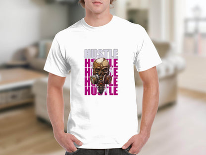 Hustle Skull With Gas Mask Graphic Design T-Shirt - Design & Vybe
