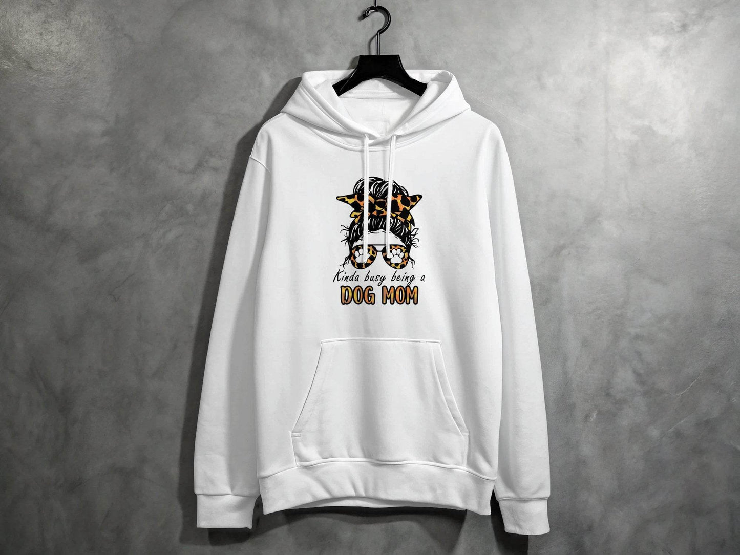 Kinda Busy Being A Dog Mom with Paw Print Glasses Hoodie - Design & Vybe