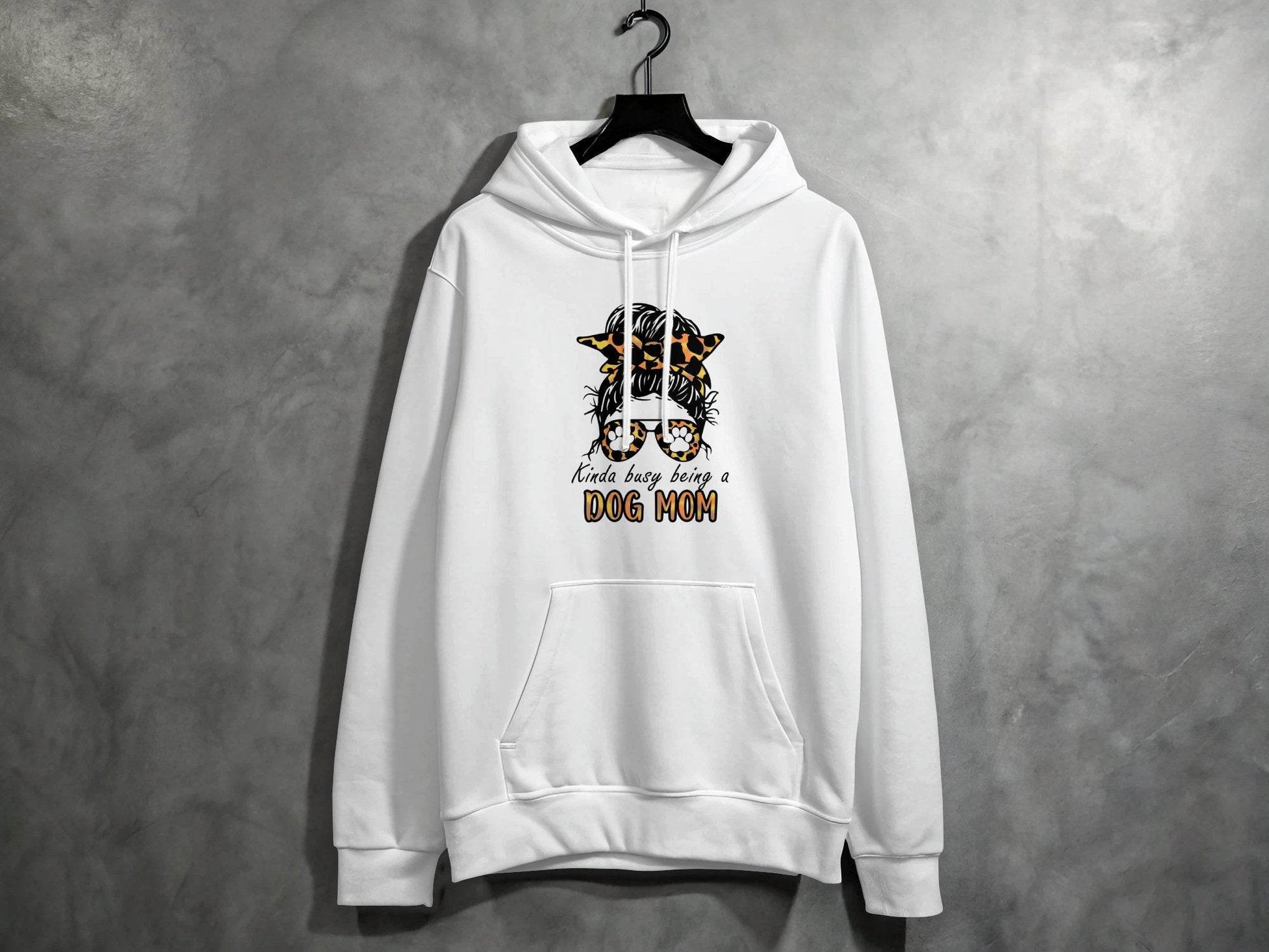Kinda Busy Being A Dog Mom with Paw Print Glasses Hoodie - Design & Vybe