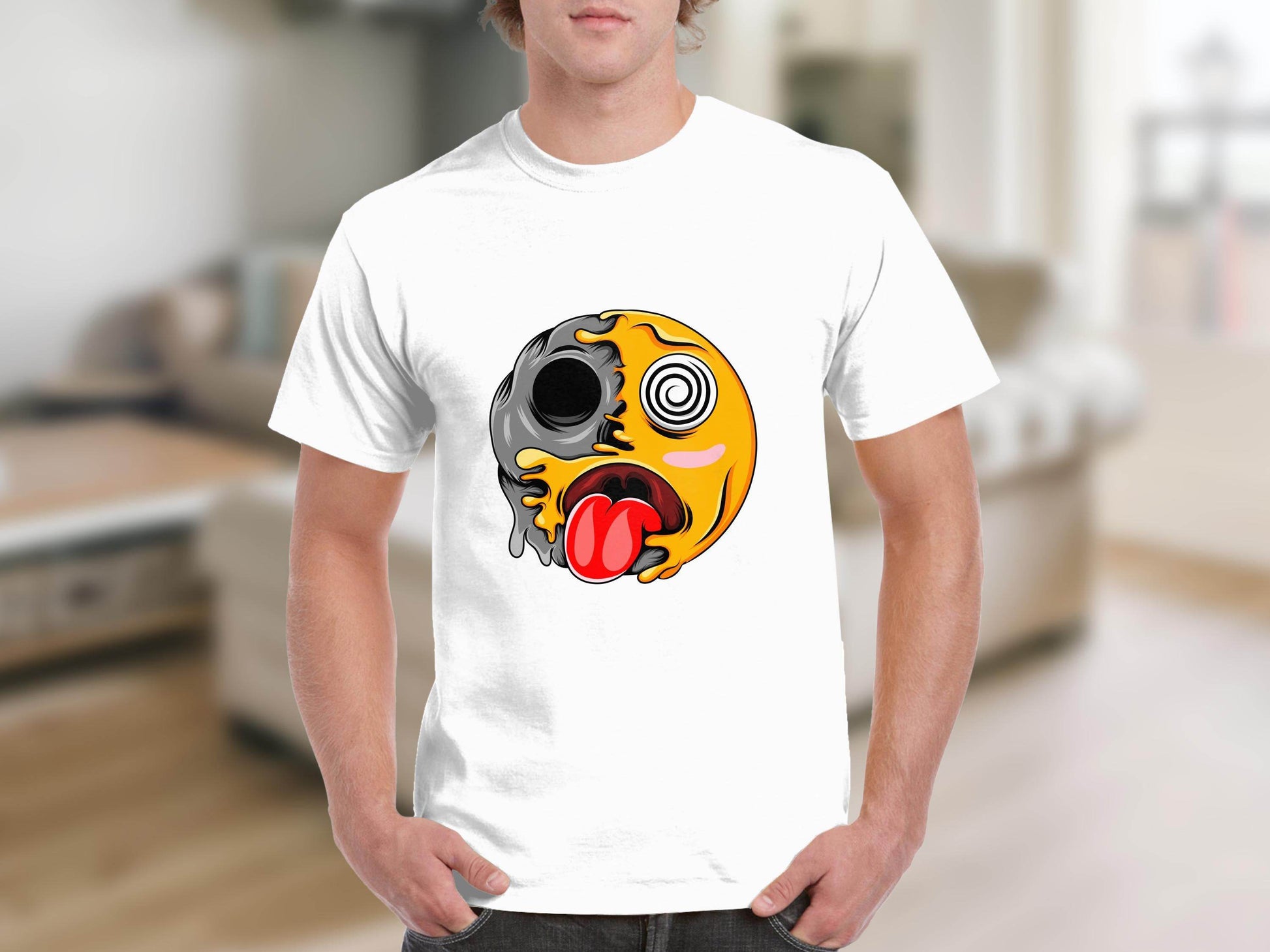 Melting Face with Swirling Eyes Smiley Graphic T-Shirt - Design & Vybe