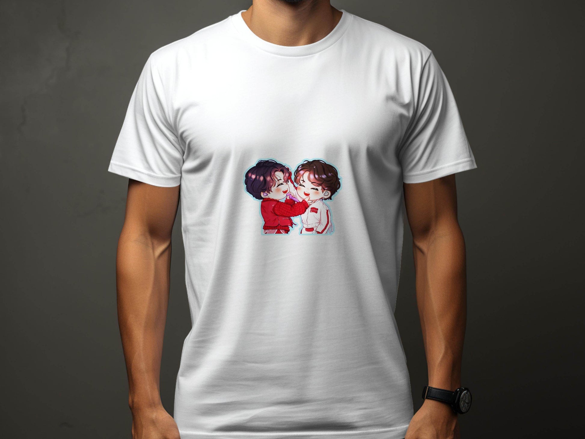 Cute Cartoon Smiling Together KPop Fan Art T-Shirt - Design & Vybe
