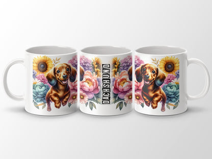 Dachshund Dog Floral Artwork Ceramic Mug product