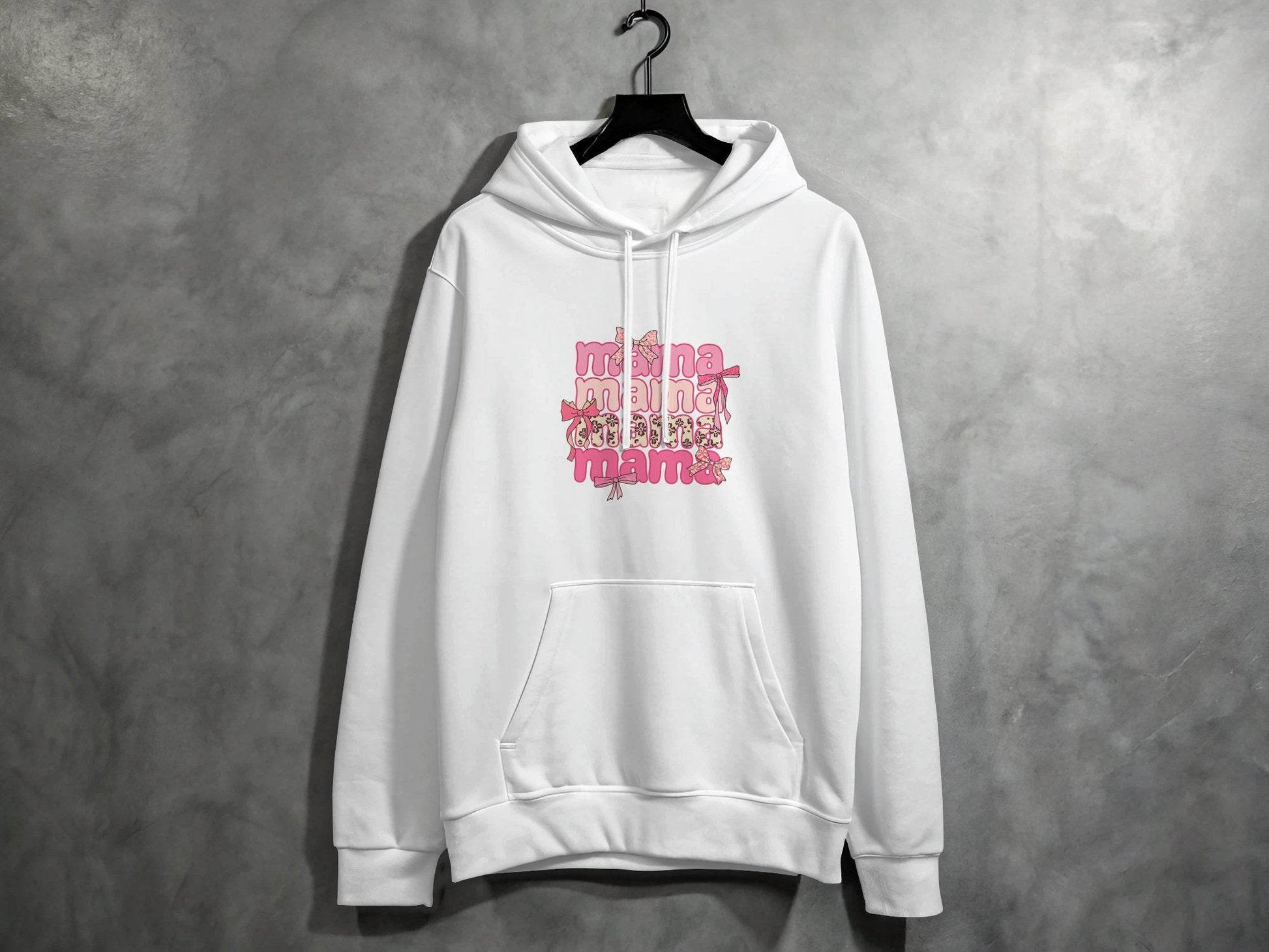 Mama Repeated With Bows Pink Themed Artwork Hoodie - Design & Vybe