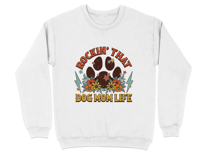 Rockin' That Dog Mom Life With Paw and Flowers Sweater - Design & Vybe