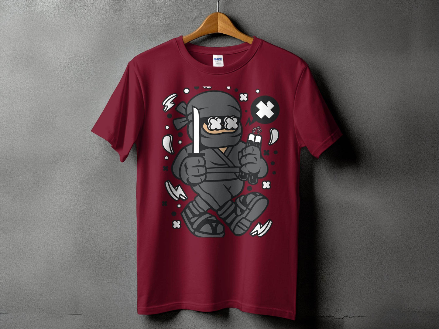 Ninja Cartoon Character with Nunchucks Graphic T-Shirt - Design & Vybe