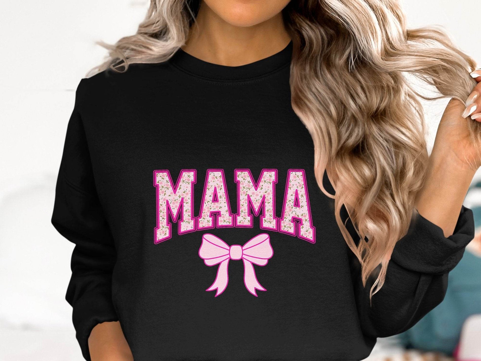 Floral Mama With Bow Graphic Design For Moms Sweater - Design & Vybe