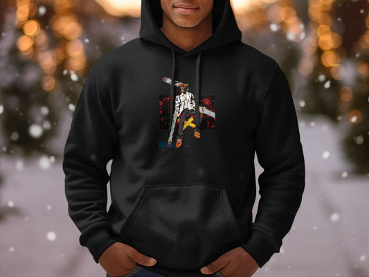 Hockey Player Illustration on Black Hoodie product