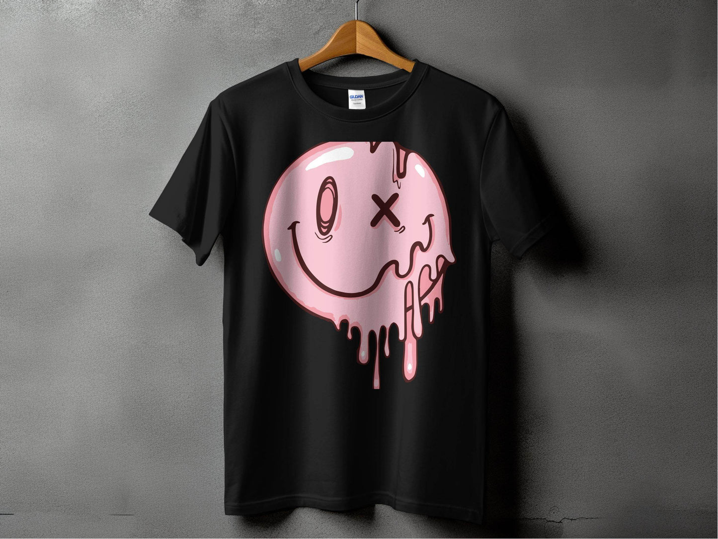 Melting Dripping Smiley Graphic Accent T-Shirt - Design & Vybe