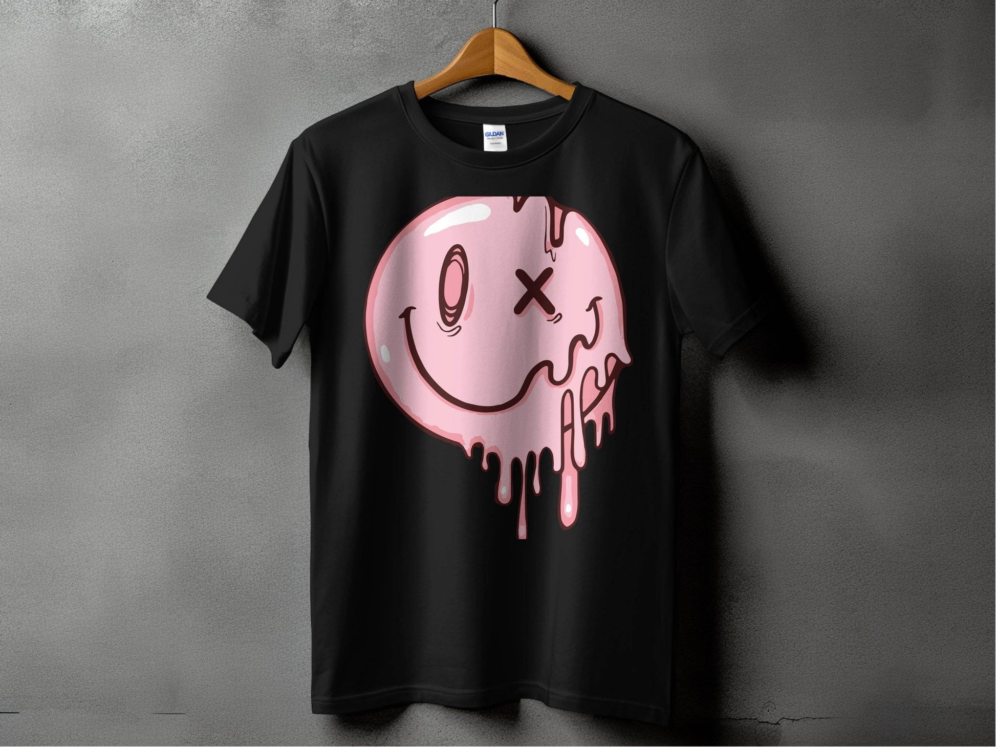 Melting Dripping Smiley Graphic Accent T-Shirt - Design & Vybe
