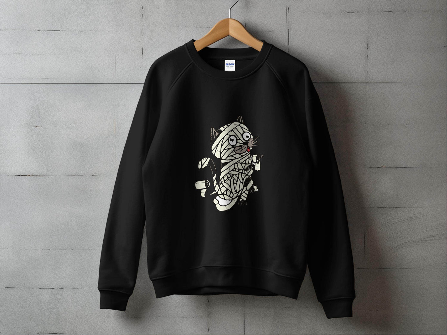 Halloween Mummy Cat Wrapped Up In Bandages Funny Sweater - Design & Vybe
