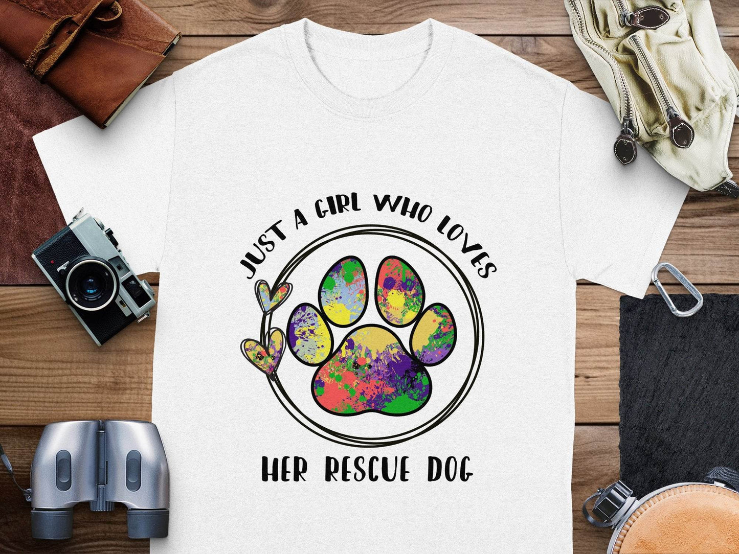 Just a Girl Who Loves Her Rescue Dog Paw Print T-shirt - Design & Vybe