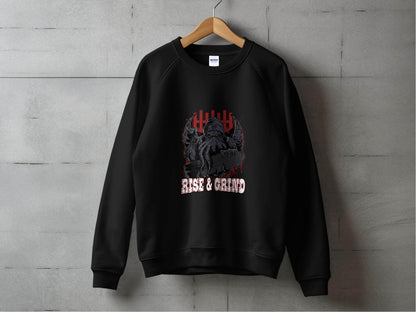 Rise and Grind Skater Monster Graphic Novelty Sweater - Design & Vybe