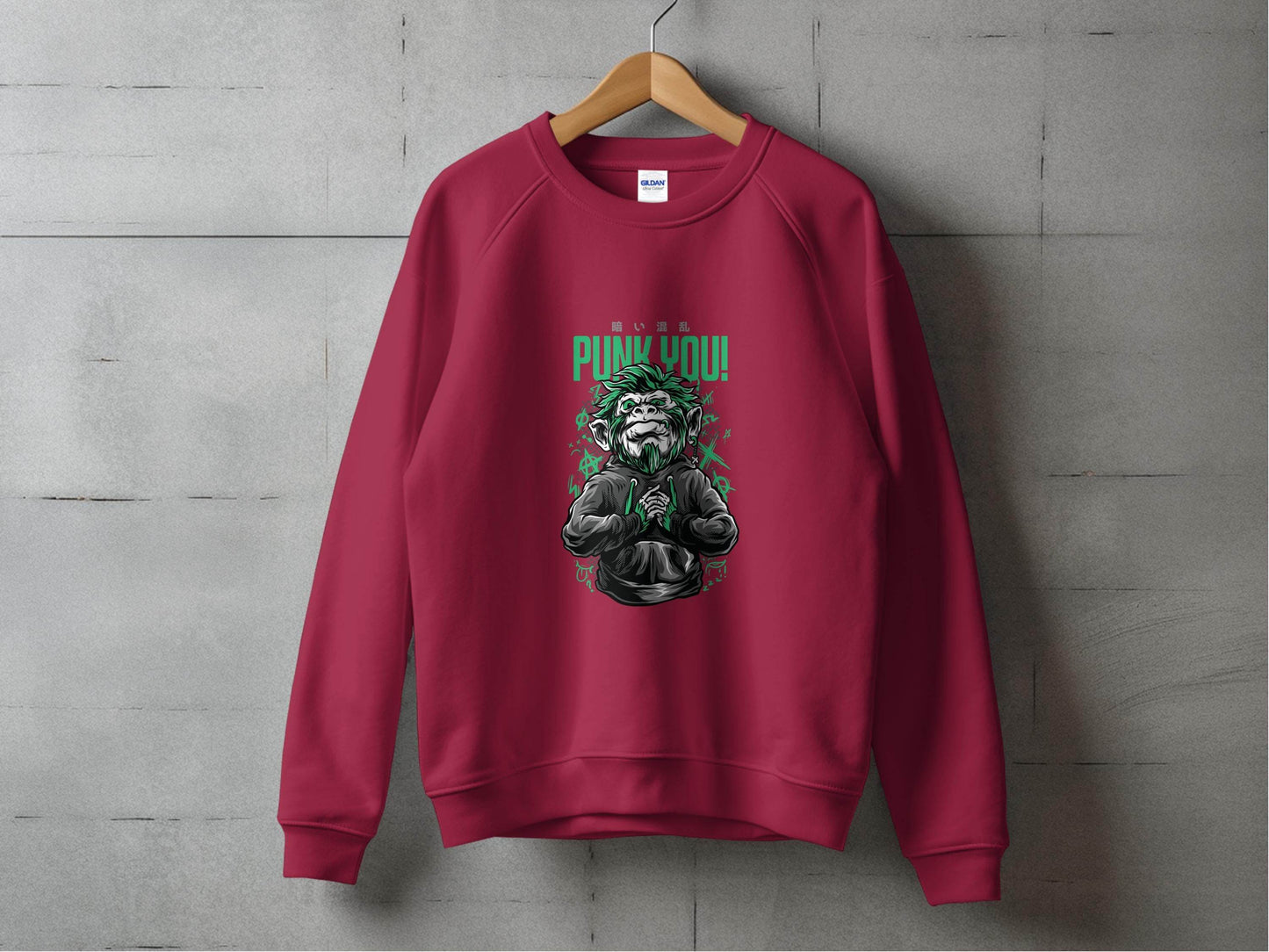 Punk You Green Hair Ape Graphic Style Unisex Sweater - Design & Vybe