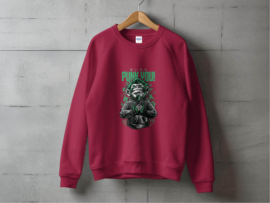 Punk You Green Hair Ape Graphic Style Unisex Sweater - Design & Vybe