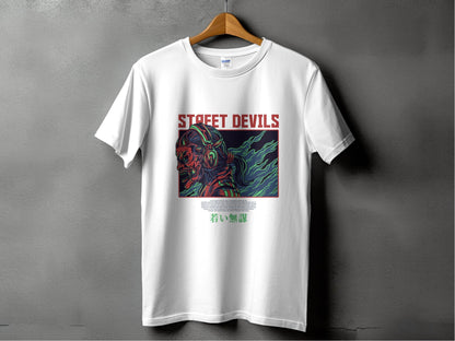 Street Devils Design Graphic Headphone Devil Art T-Shirt - Design & Vybe