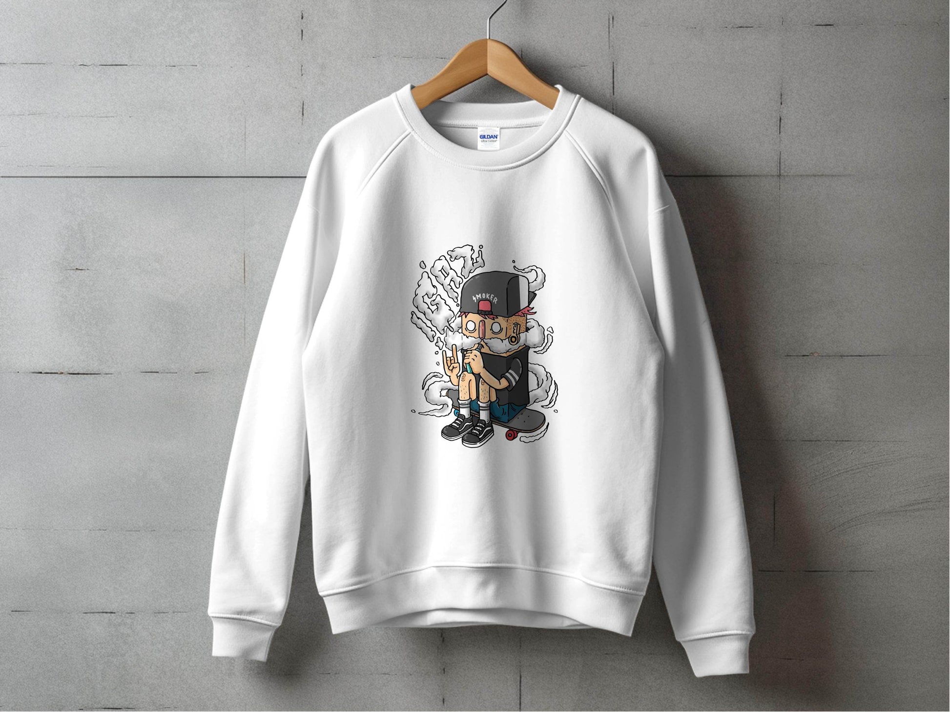 Cartoon Smoker Vaping on Skateboard Urban Style Hoodie - Design & Vybe