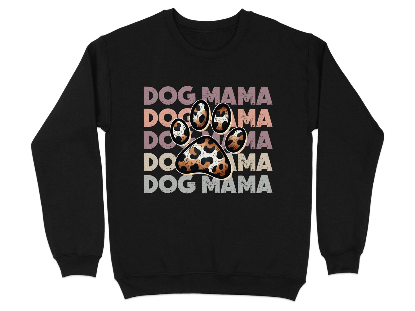 Dog Mama Paw Print Repeating Wording Design Image Sweater - Design & Vybe