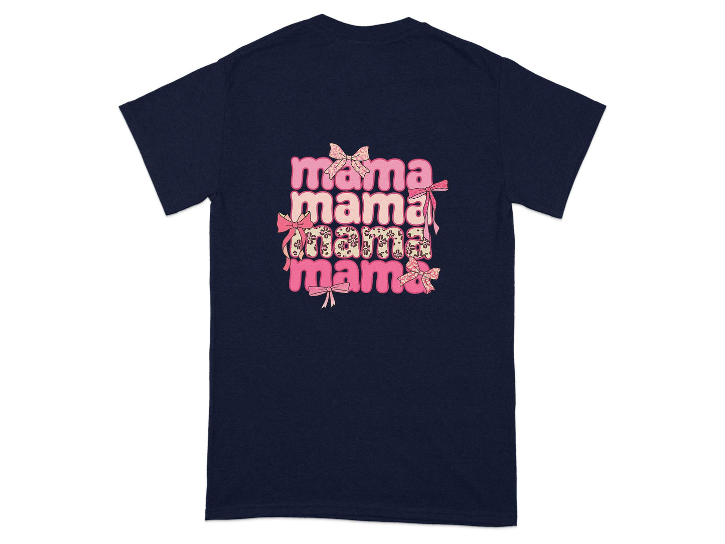 Mama Repeated With Bows Pink Themed Artwork T-Shirt - Design & Vybe