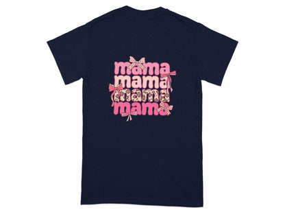 Mama Repeated With Bows Pink Themed Artwork T-Shirt - Design & Vybe