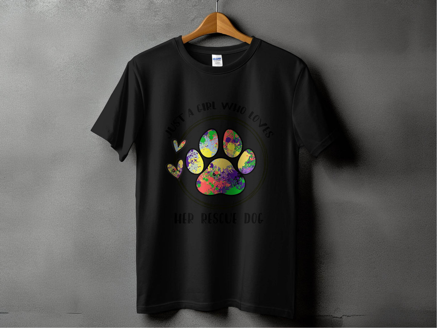 Just a Girl Who Loves Her Rescue Dog Paw Print T-shirt - Design & Vybe