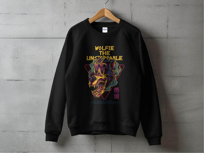 Wolfie The Unstoppable Graphic Design Cool Sweater - Design & Vybe