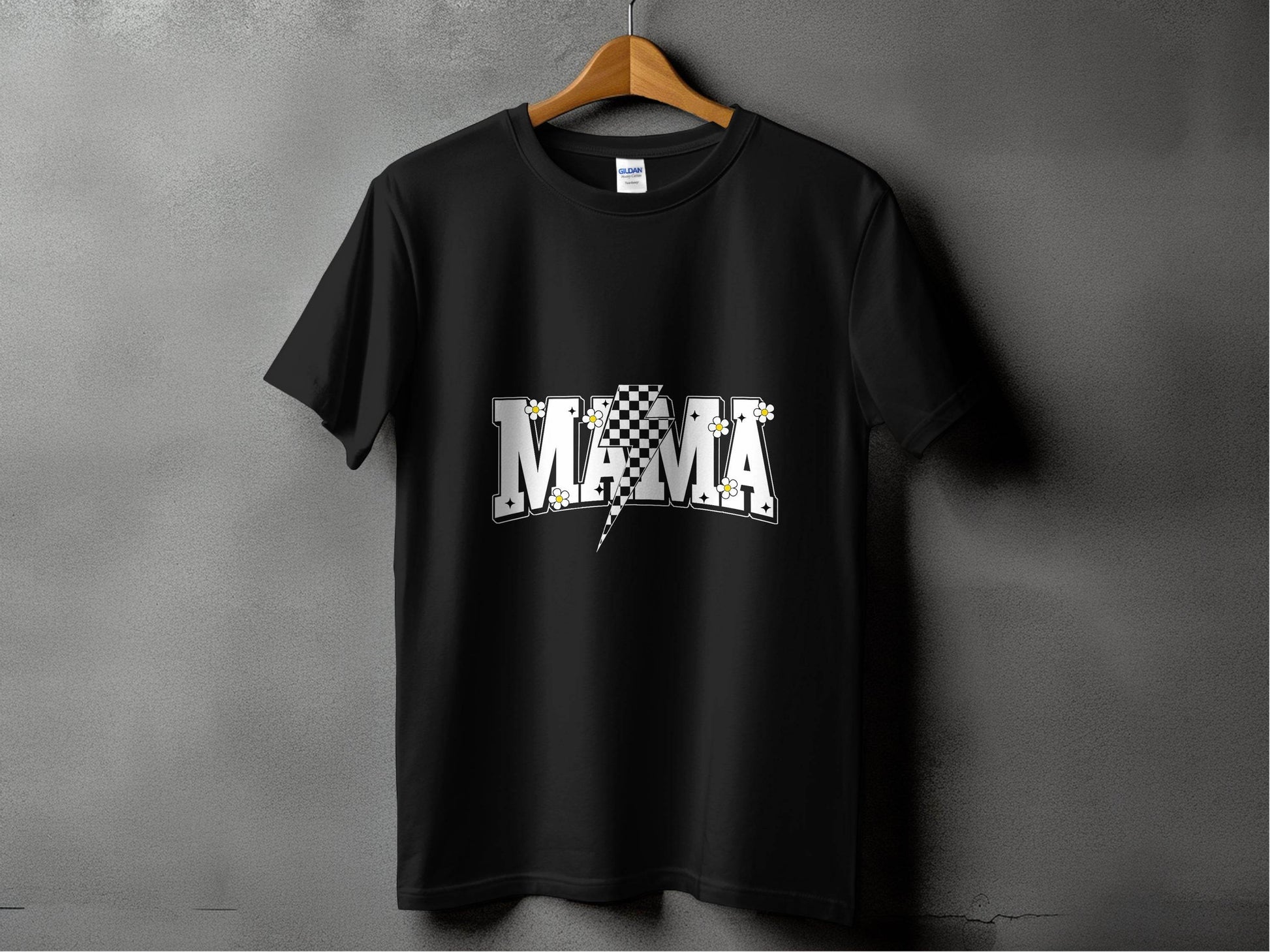Retro Mama Checkered Bolt Floral Design Graphic T-Shirt - Design & Vybe