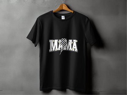 Retro Mama Checkered Bolt Floral Design Graphic T-Shirt - Design & Vybe