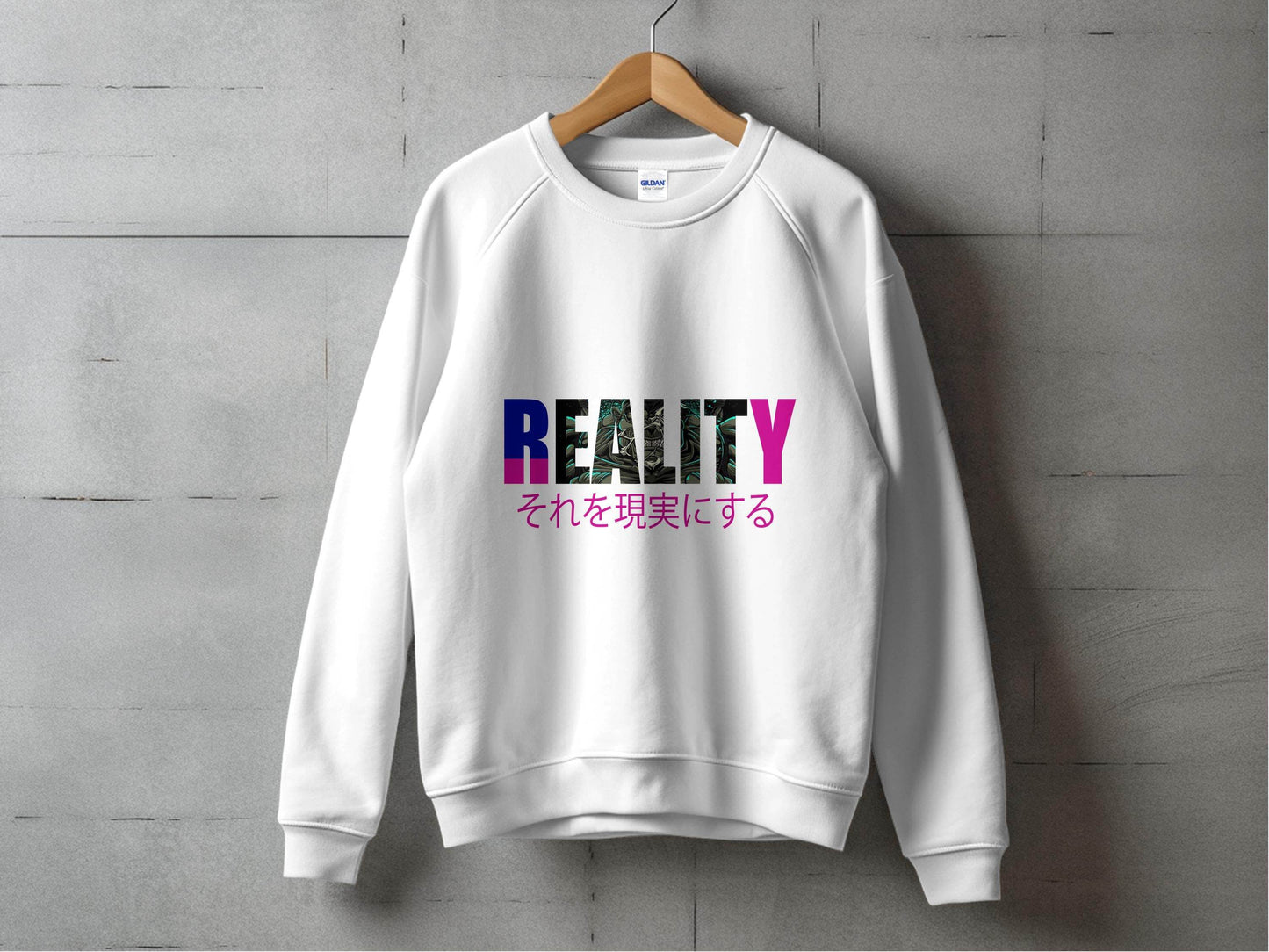 Reality Monster Japanese Phrase Graphic Design Sweater - Design & Vybe