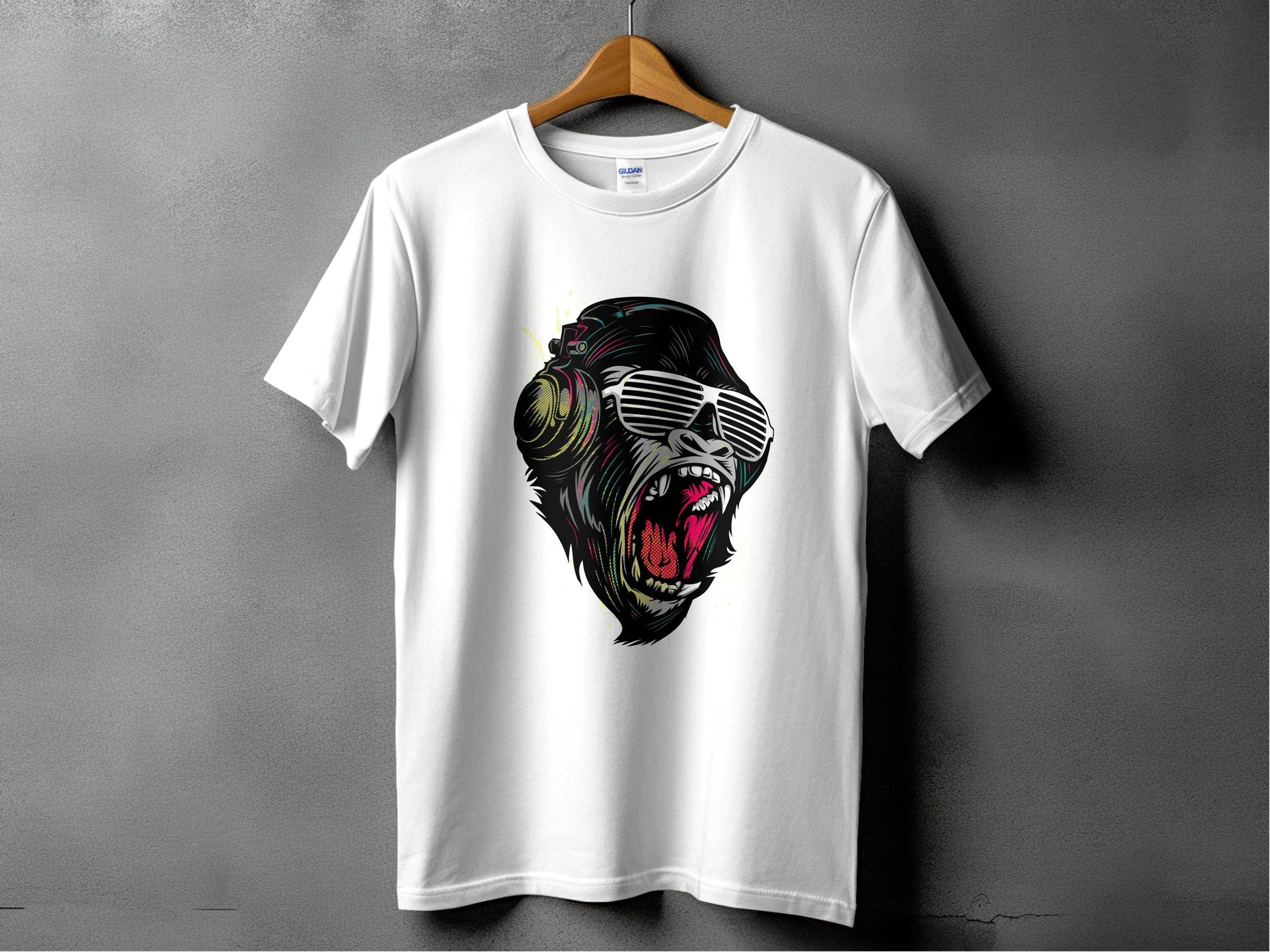 Funky Gorilla with Shades and Headphones T-Shirt - Design & Vybe