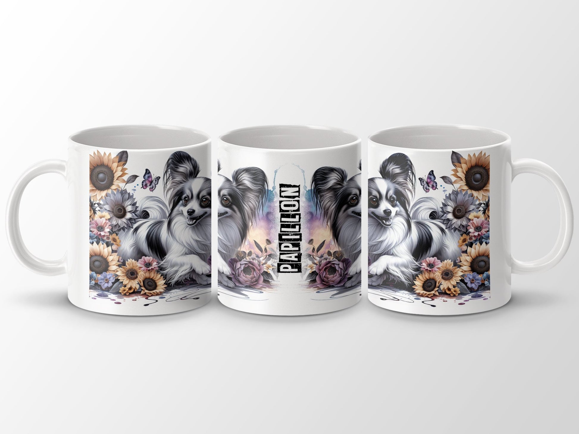 Papillon Dog Floral with Sunflowers and Butterflies product type