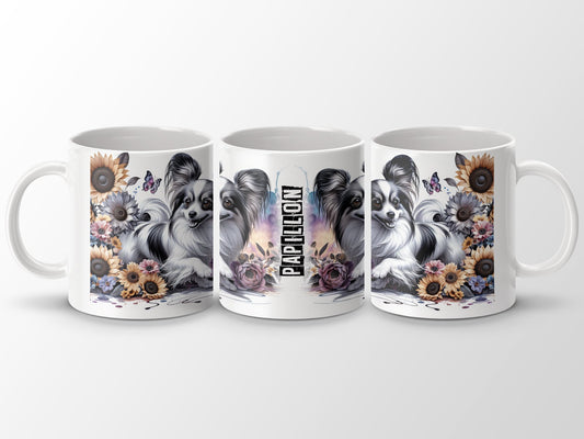 Papillon Dog Floral with Sunflowers and Butterflies product type