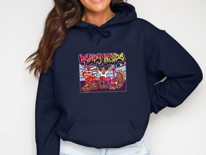 Funny Santa vs Turkey Boxing Ring Graphic Hoodie - Design & Vybe