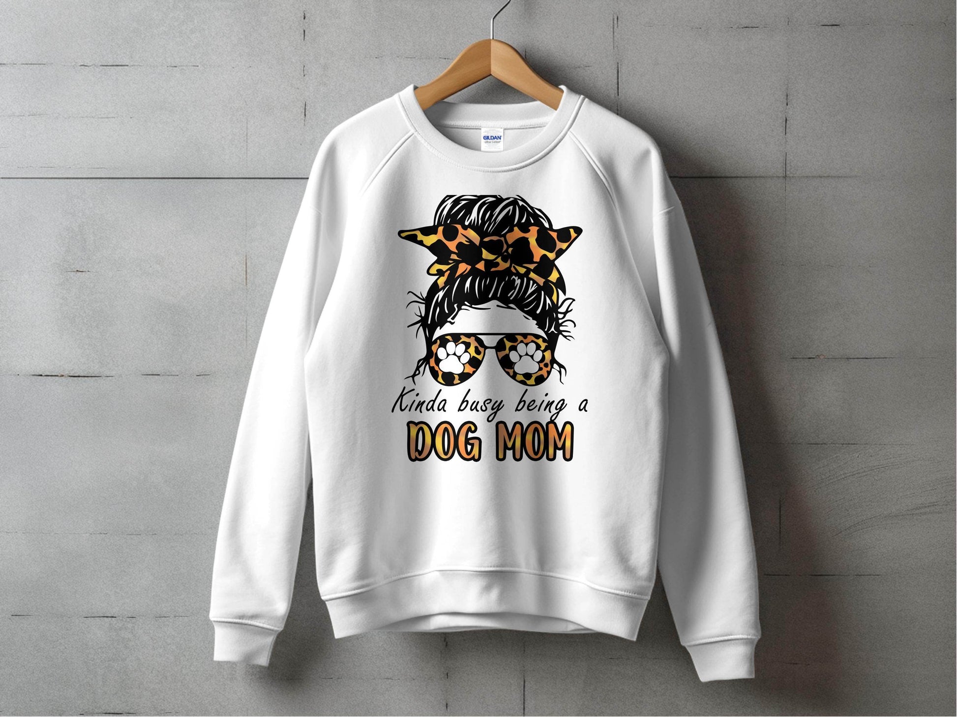 Kinda Busy Being A Dog Mom with Paw Print Glasses Sweater - Design & Vybe