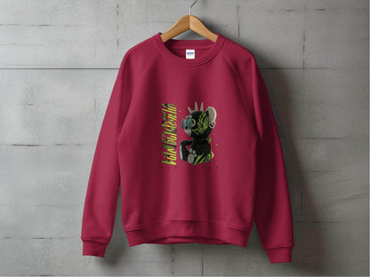 Sad Bear Black With Neon Green Graphics Design Sweater - Design & Vybe