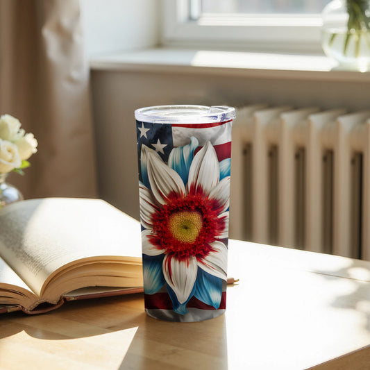 Patriotic Flower Design Insulated Travel Tumbler product