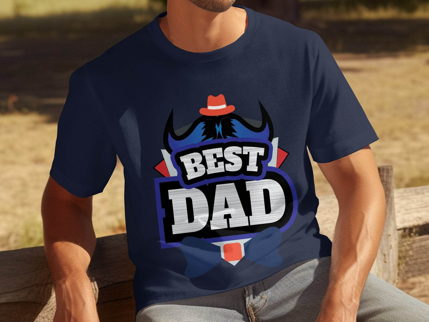 Hat & Mustache Style Best Dad Graphic Design T-Shirt - Design & Vybe